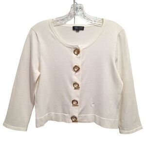 Spense Women's Three-Quarter Sleeve Crew Neck Short Sweater Size M